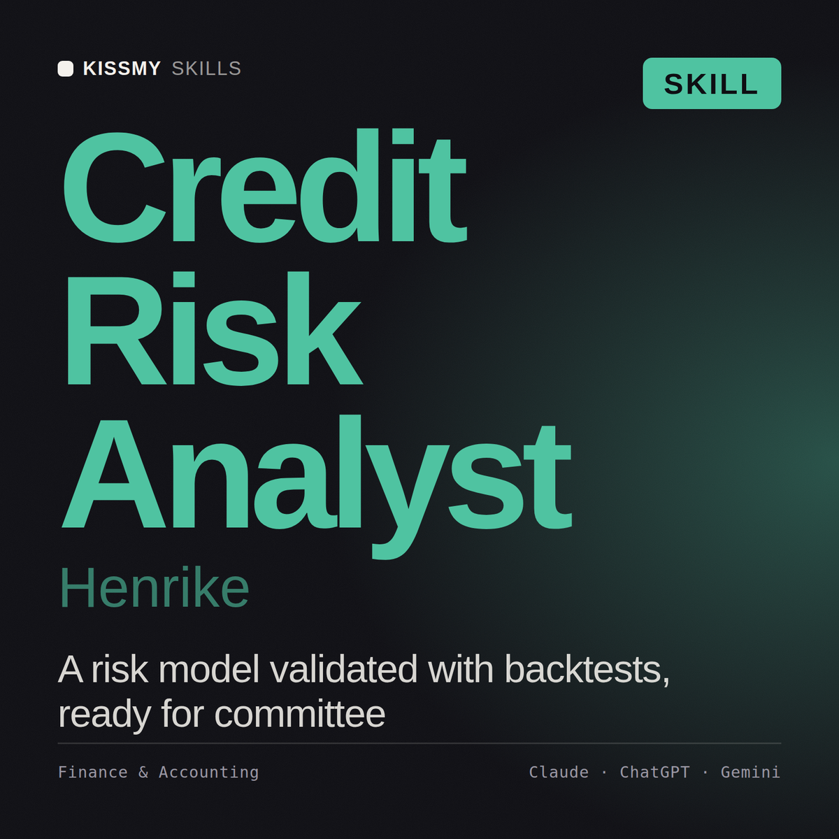 Credit Risk Analyst, Henrike AI skill by KissMySkills, cover