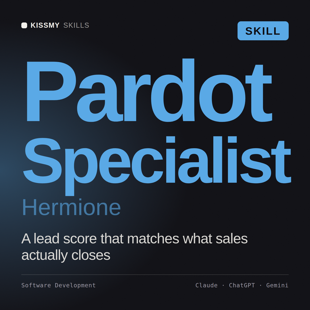 Pardot Specialist, Hermione AI skill by KissMySkills, cover