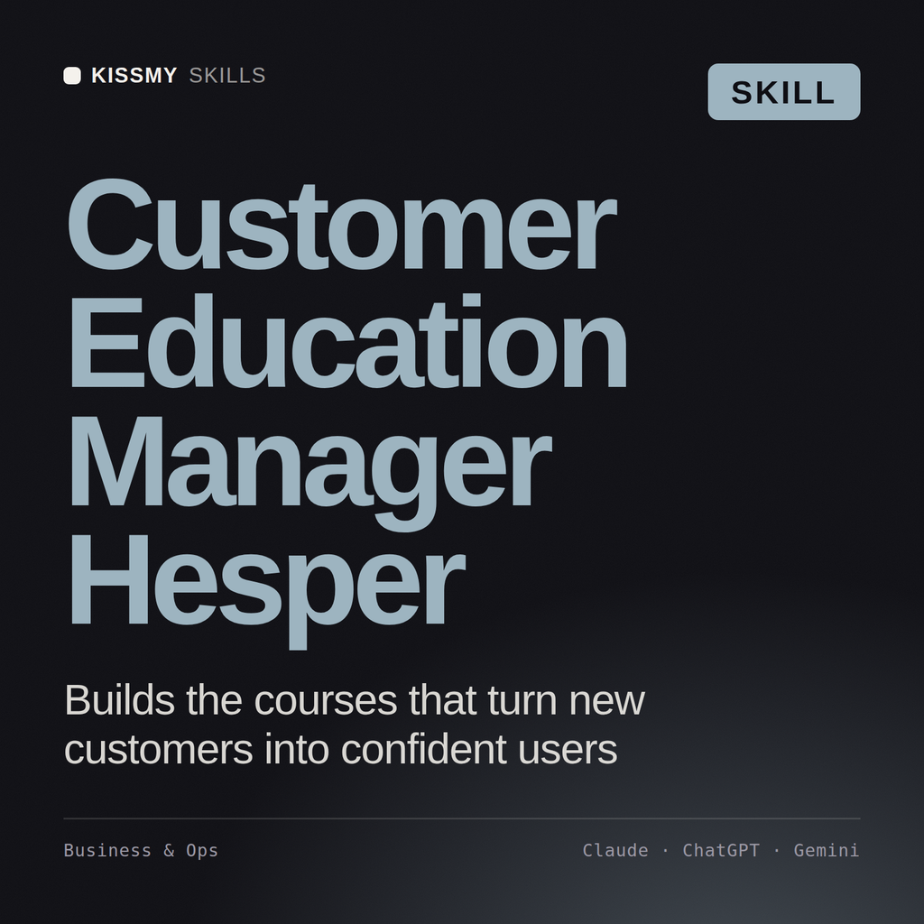Customer Education Manager, Hesper AI skill by KissMySkills, cover