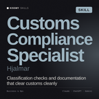 Customs Compliance Specialist, Hjalmar AI skill by KissMySkills, cover