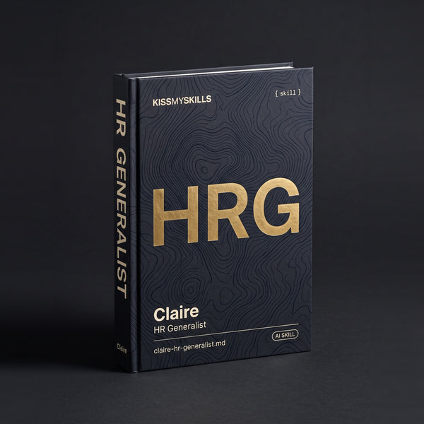 HR Generalist Claude skill by KissMySkills, hardcover volume cover