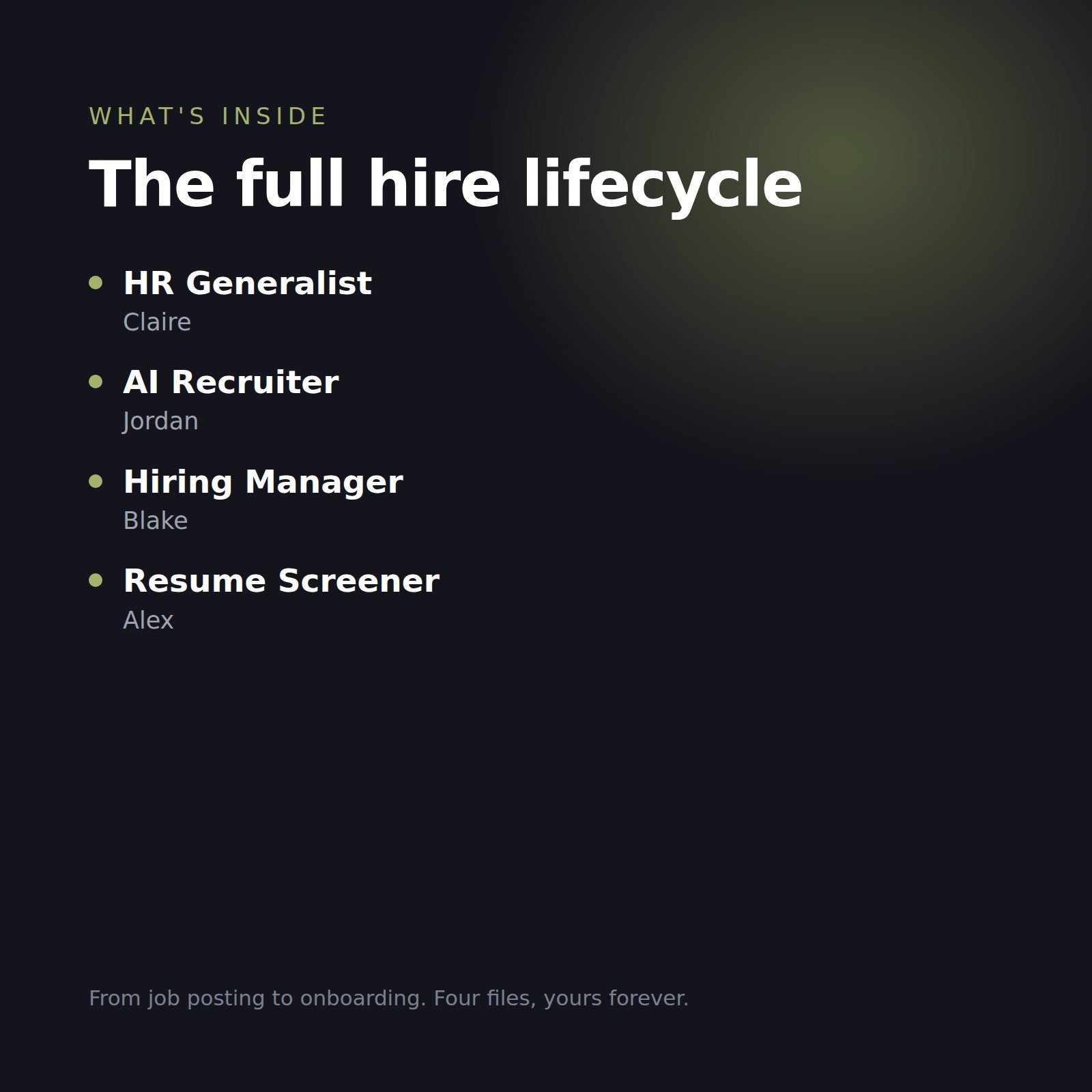 What is inside the HR Tool Bundle: HR Generalist, AI Recruiter, Hiring Manager and Resume Screener