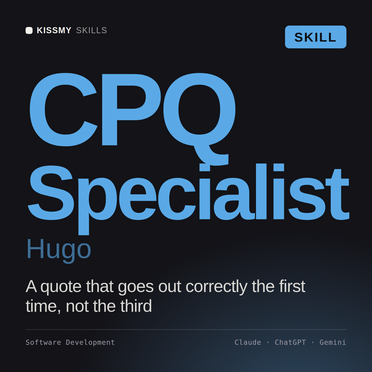 CPQ Specialist, Hugo AI skill by KissMySkills, cover