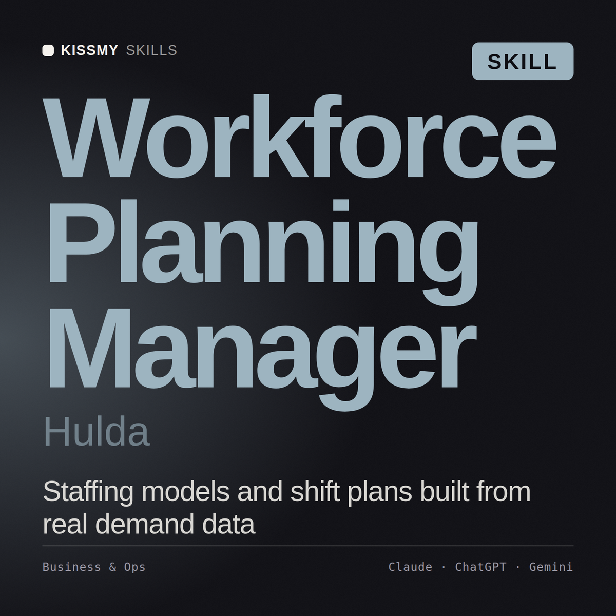 Workforce Planning Manager, Hulda AI skill by KissMySkills, cover
