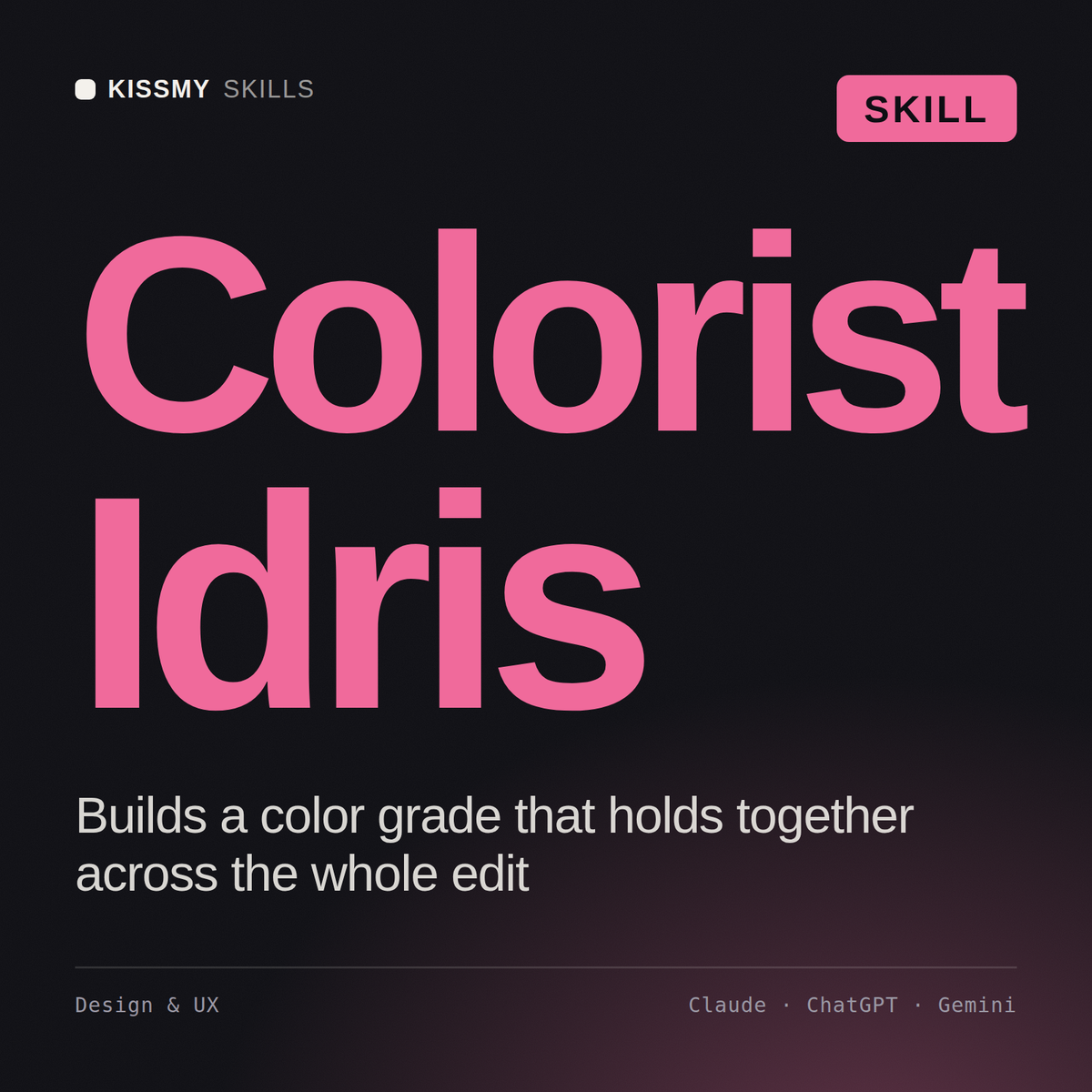 Colorist, Idris AI skill by KissMySkills, cover