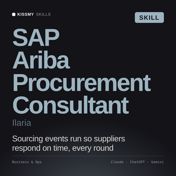 SAP Ariba Procurement Consultant, Ilaria AI skill by KissMySkills, cover