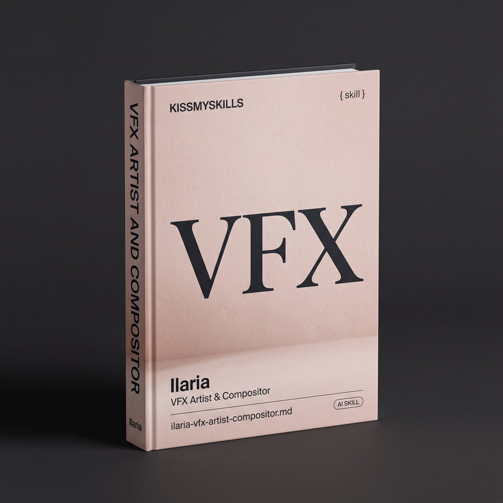 Ilaria - VFX Artist & Compositor Claude skill by KissMySkills, hardcover volume cover