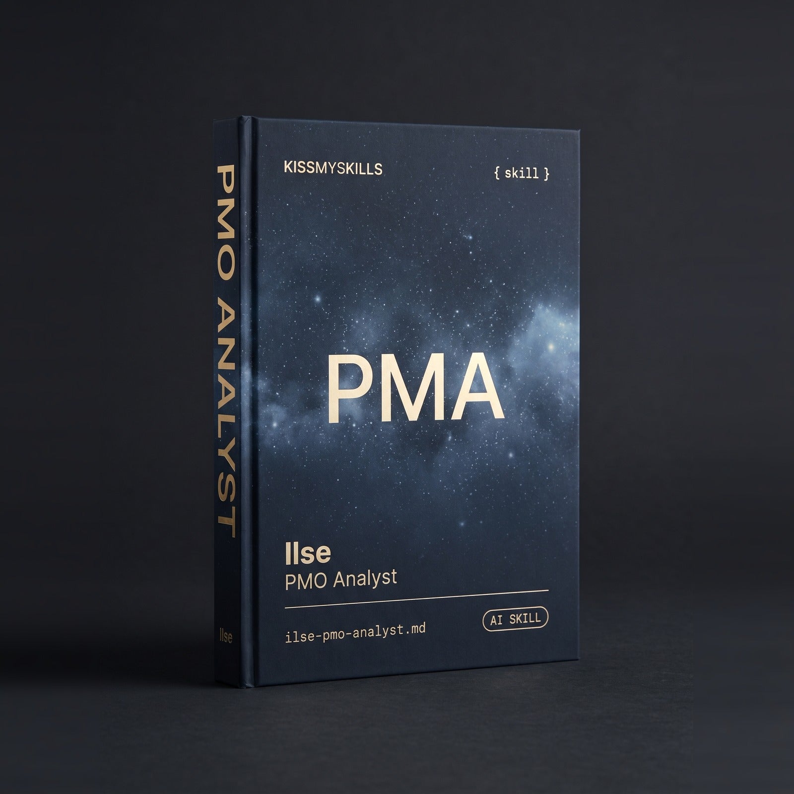 PMO Analyst Claude skill by KissMySkills, hardcover volume cover