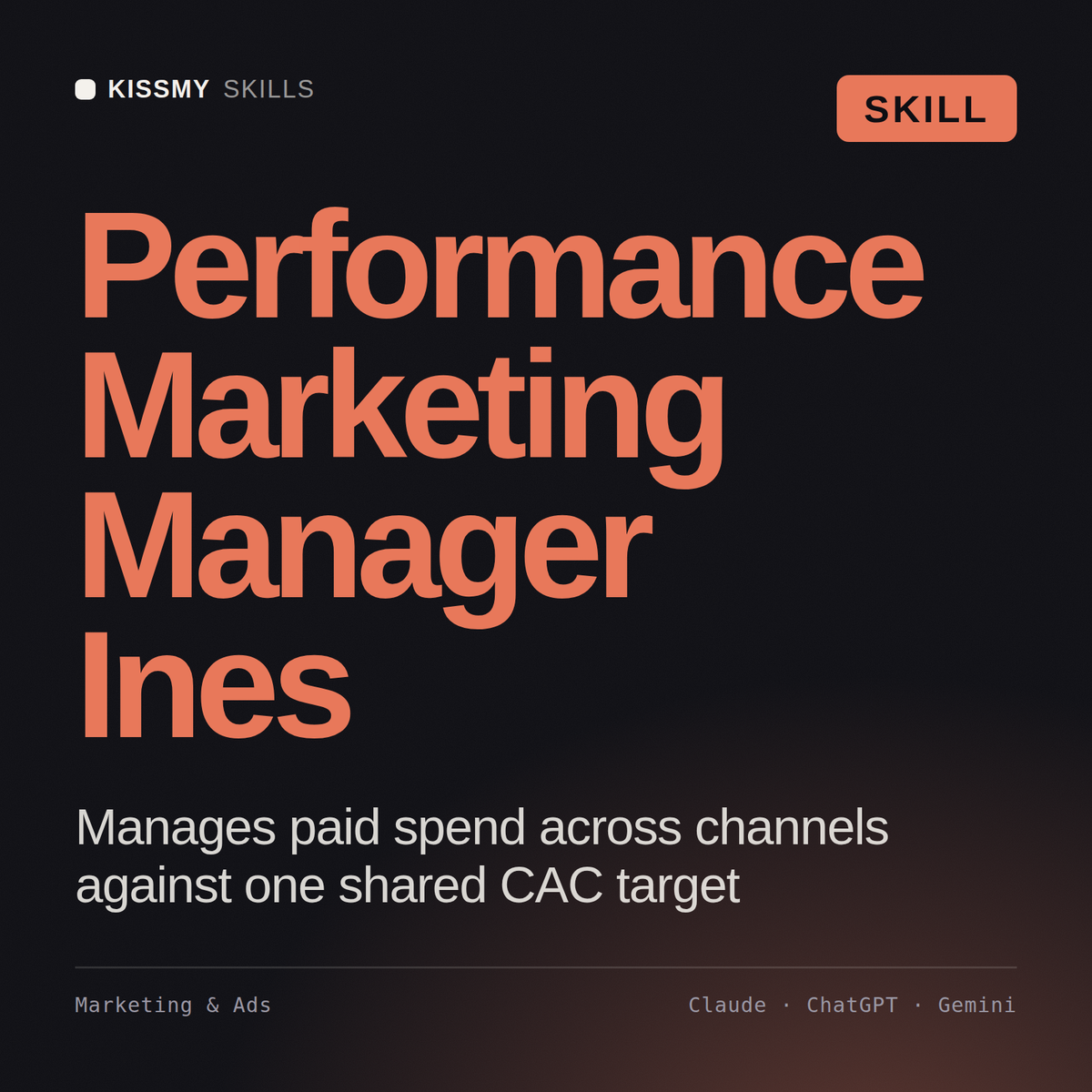 Performance Marketing Manager, Ines AI skill by KissMySkills, cover