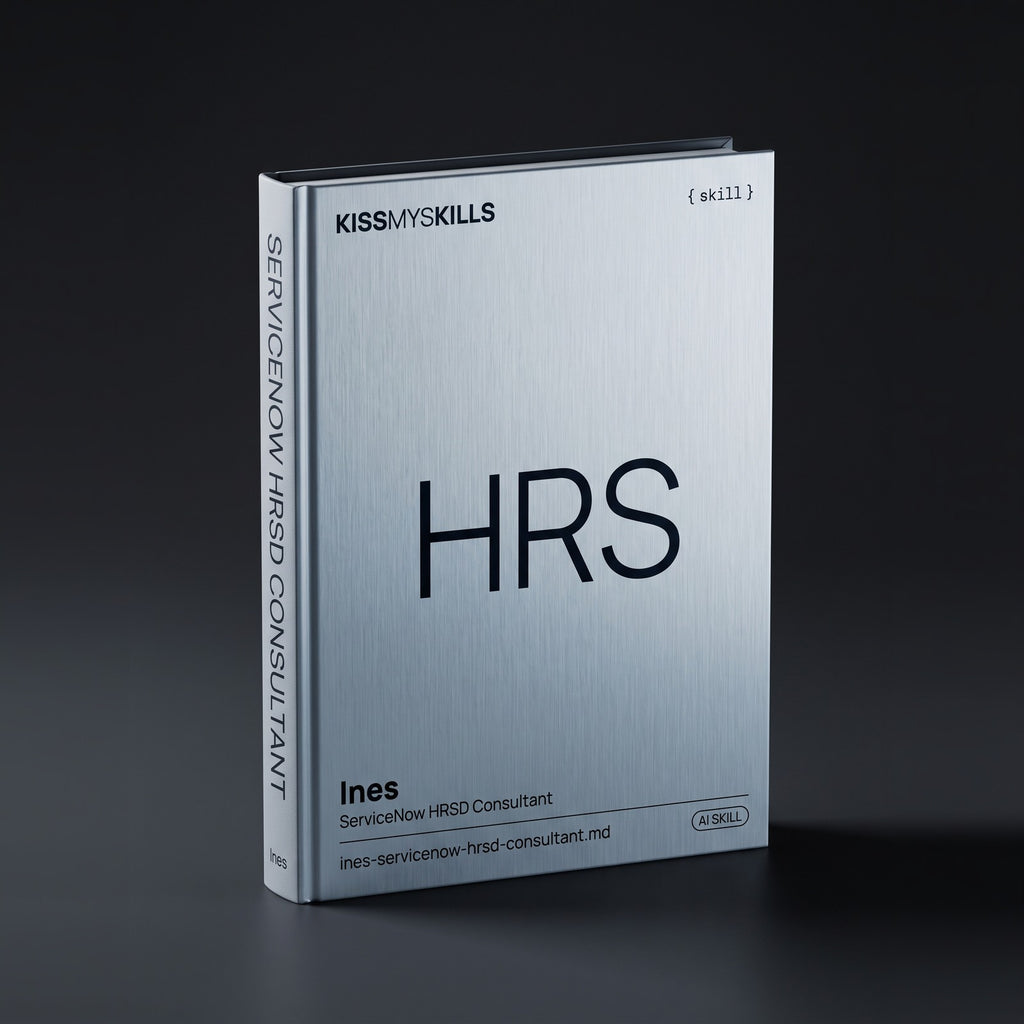 ServiceNow HRSD Consultant Claude skill by KissMySkills, hardcover volume cover