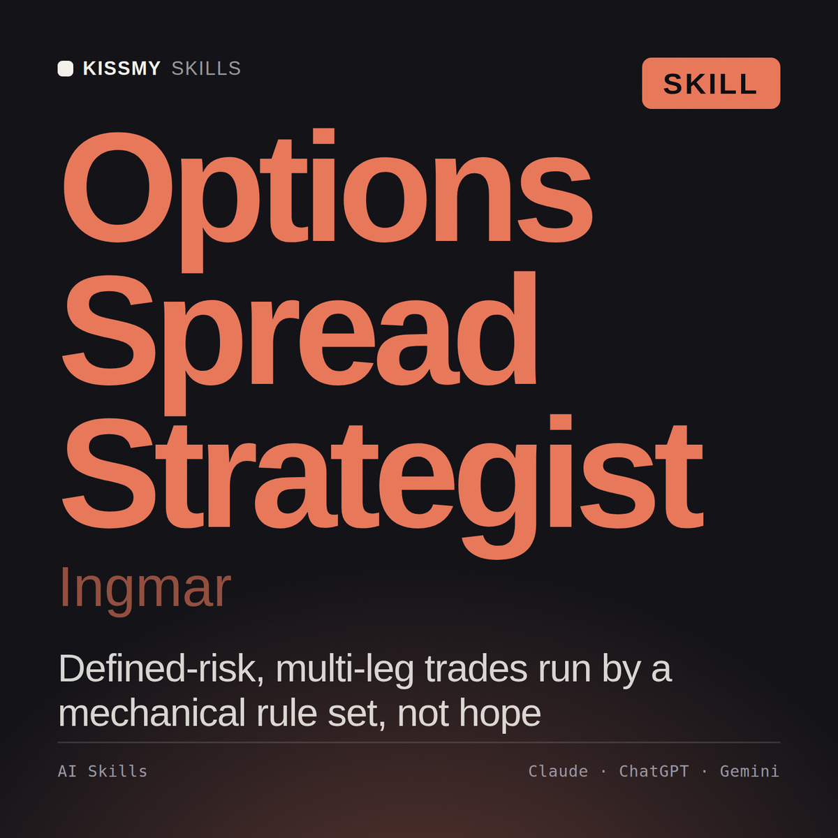 Options Spread Strategist, Ingmar AI skill by KissMySkills, cover