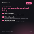 What's inside the Interior Architect, Ingrid AI skill: Space layouts, Material boards, Vendor sourcing