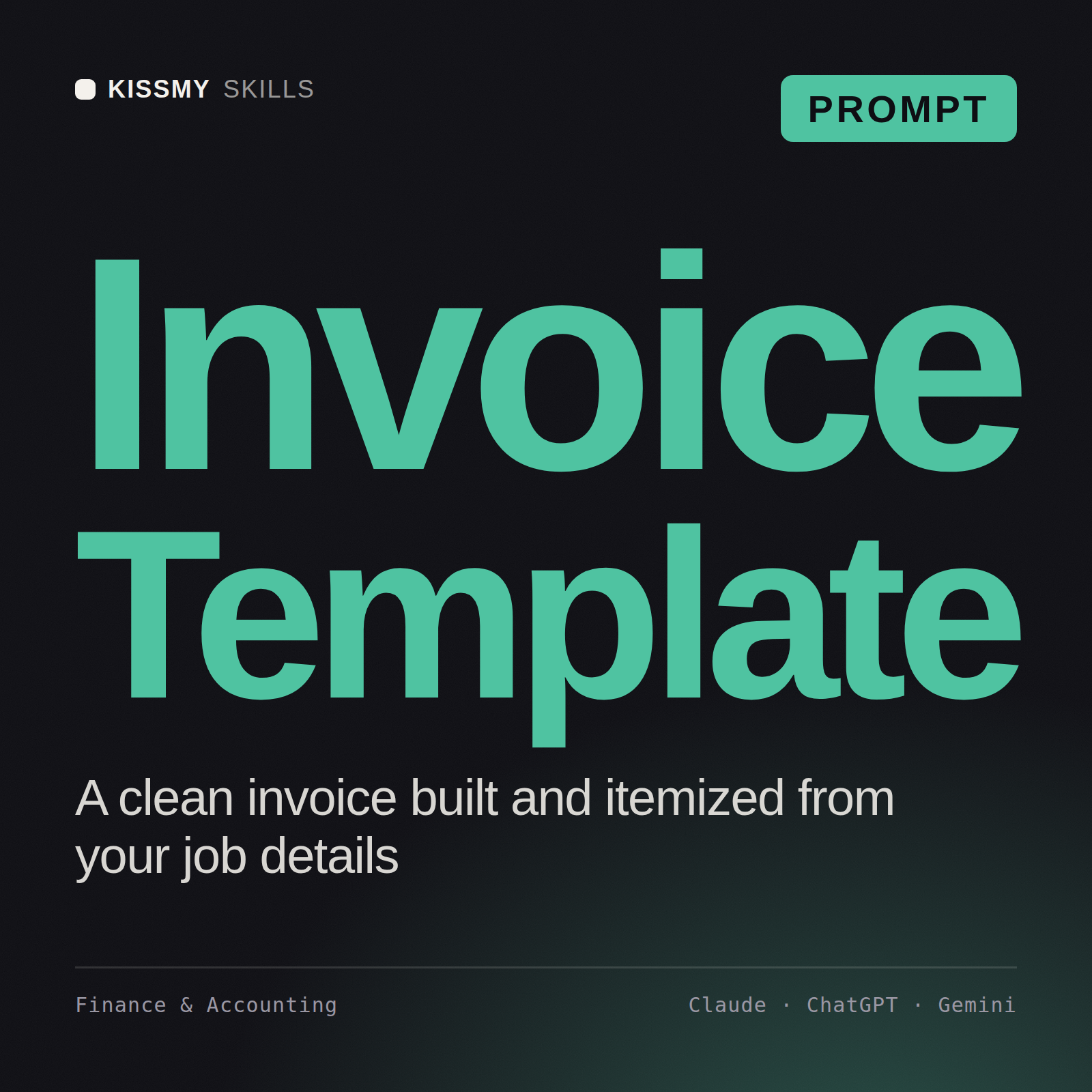 Invoice Template AI prompt by KissMySkills, cover