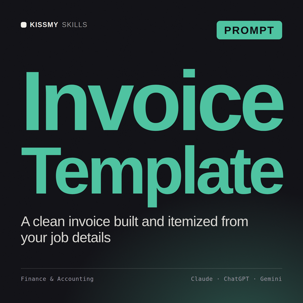 Invoice Template AI prompt by KissMySkills, cover