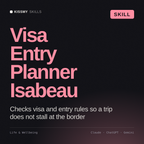 Visa Entry Planner, Isabeau AI skill by KissMySkills, cover