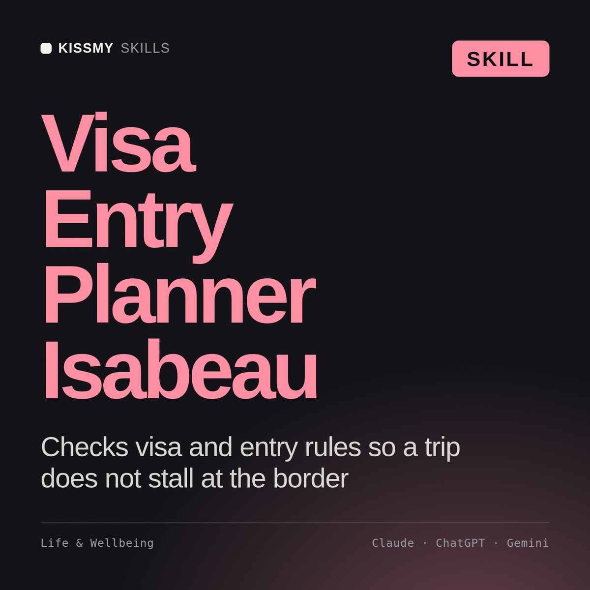 Visa Entry Planner, Isabeau AI skill by KissMySkills, cover