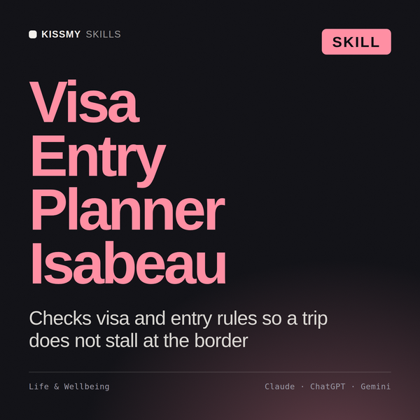 Visa Entry Planner, Isabeau AI skill by KissMySkills, cover