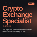 Crypto Exchange Specialist, Isadora AI skill by KissMySkills, cover