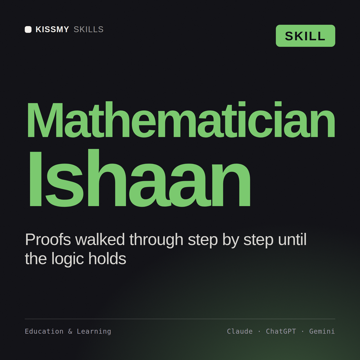 Mathematician, Ishaan AI skill by KissMySkills, cover