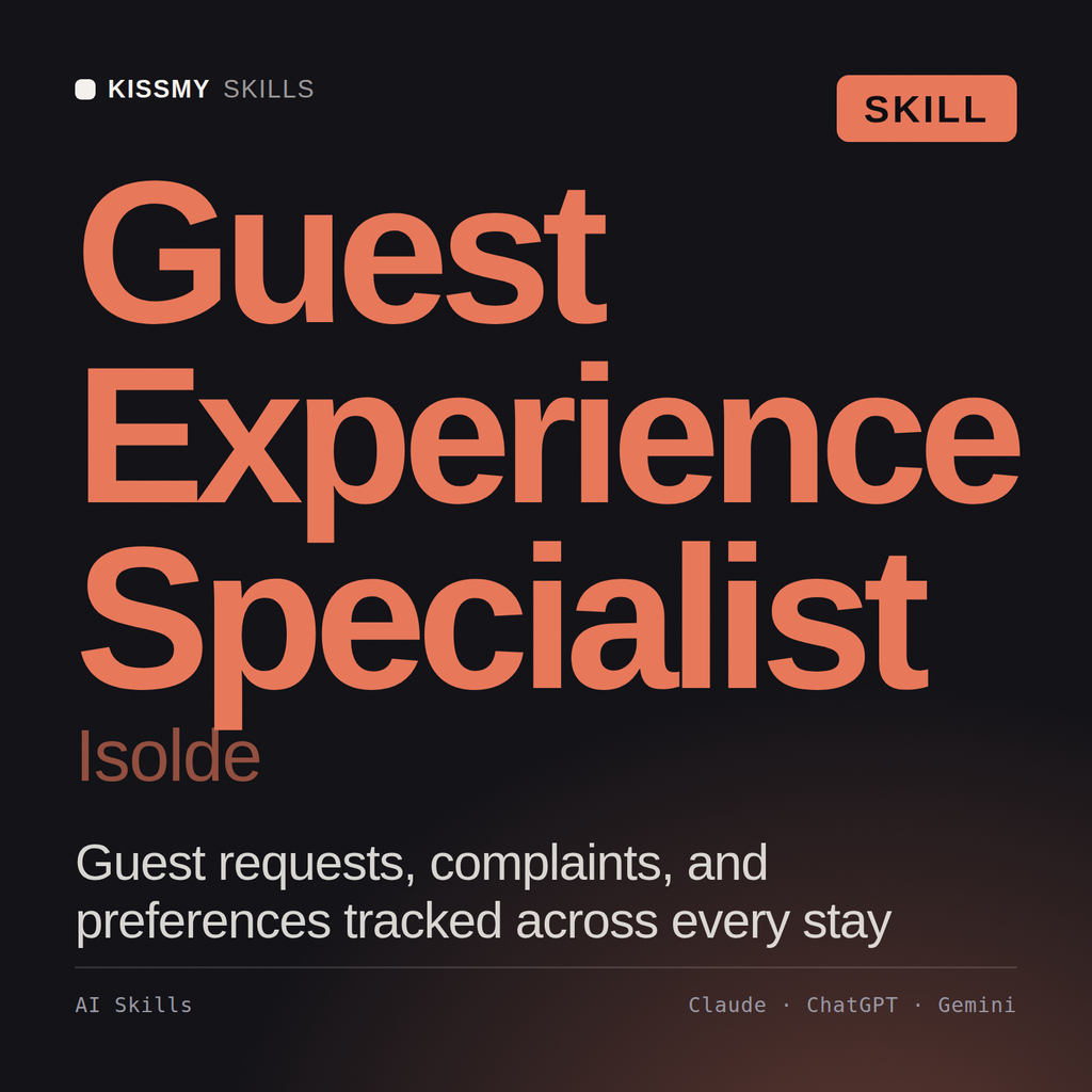 Guest Experience Specialist, Isolde AI skill by KissMySkills, cover
