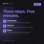 How the Product Owner, Isolde AI skill works in three steps: download, drop it into your AI chat, done
