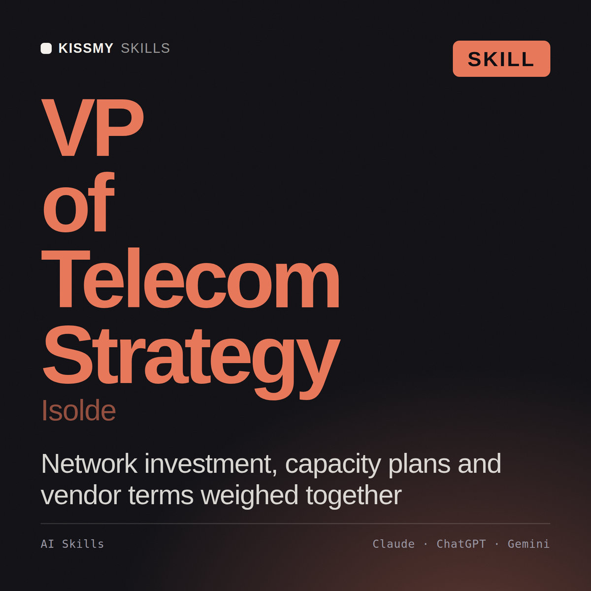 VP of Telecom Strategy, Isolde AI skill by KissMySkills, cover
