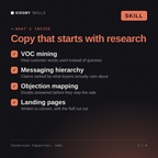 What's inside the Conversion Copywriter, Jake AI skill: VOC mining, Messaging hierarchy, Objection mapping, Landing pages