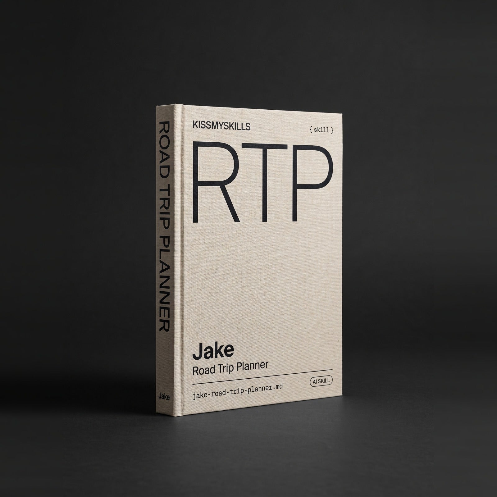 Road Trip Planner Claude skill by KissMySkills, hardcover volume cover