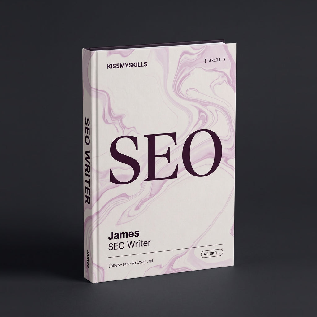 SEO Writer Claude skill by KissMySkills, hardcover volume cover
