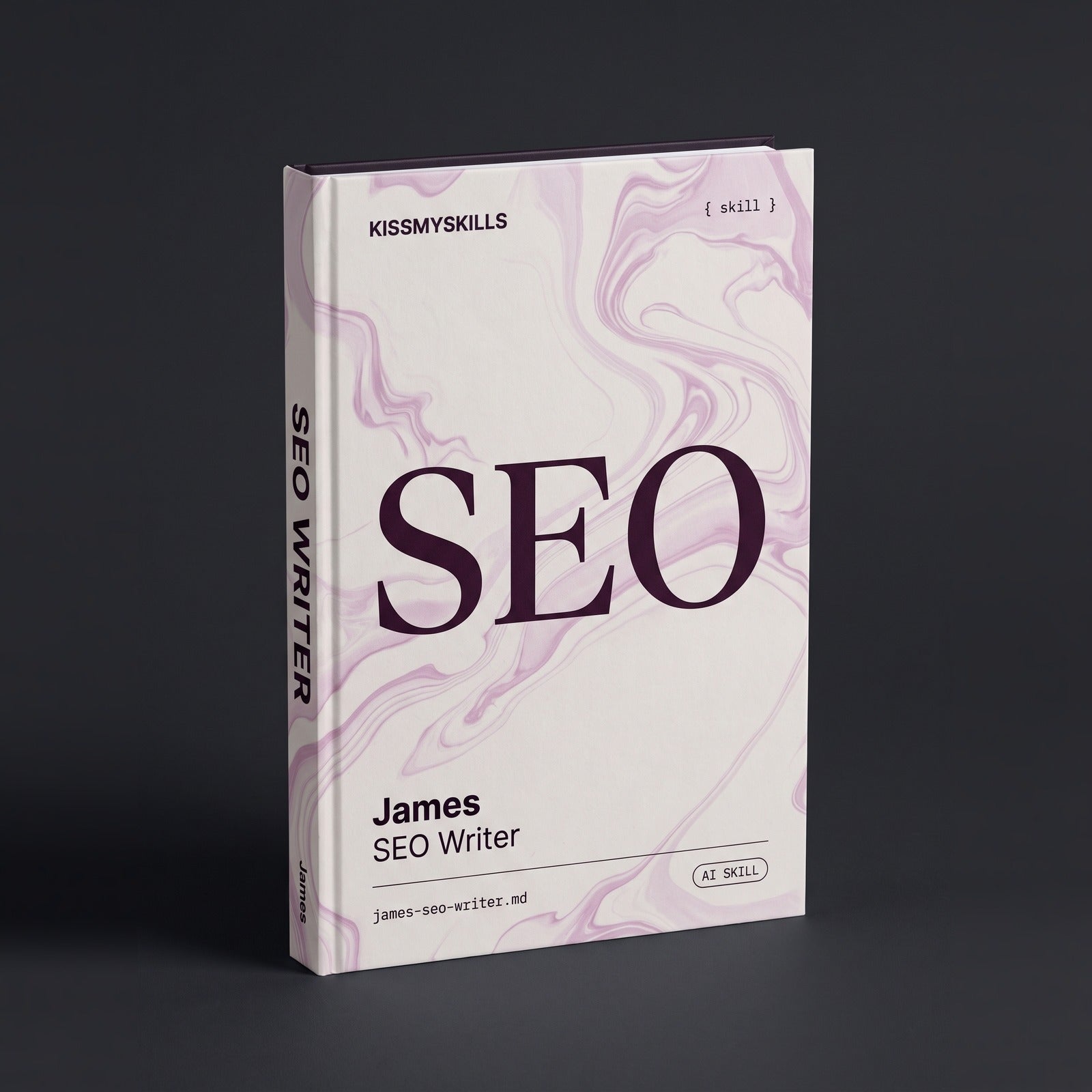 SEO Writer Claude skill by KissMySkills, hardcover volume cover