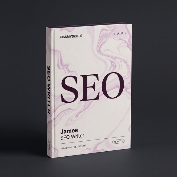 SEO Writer Claude skill by KissMySkills, hardcover volume cover