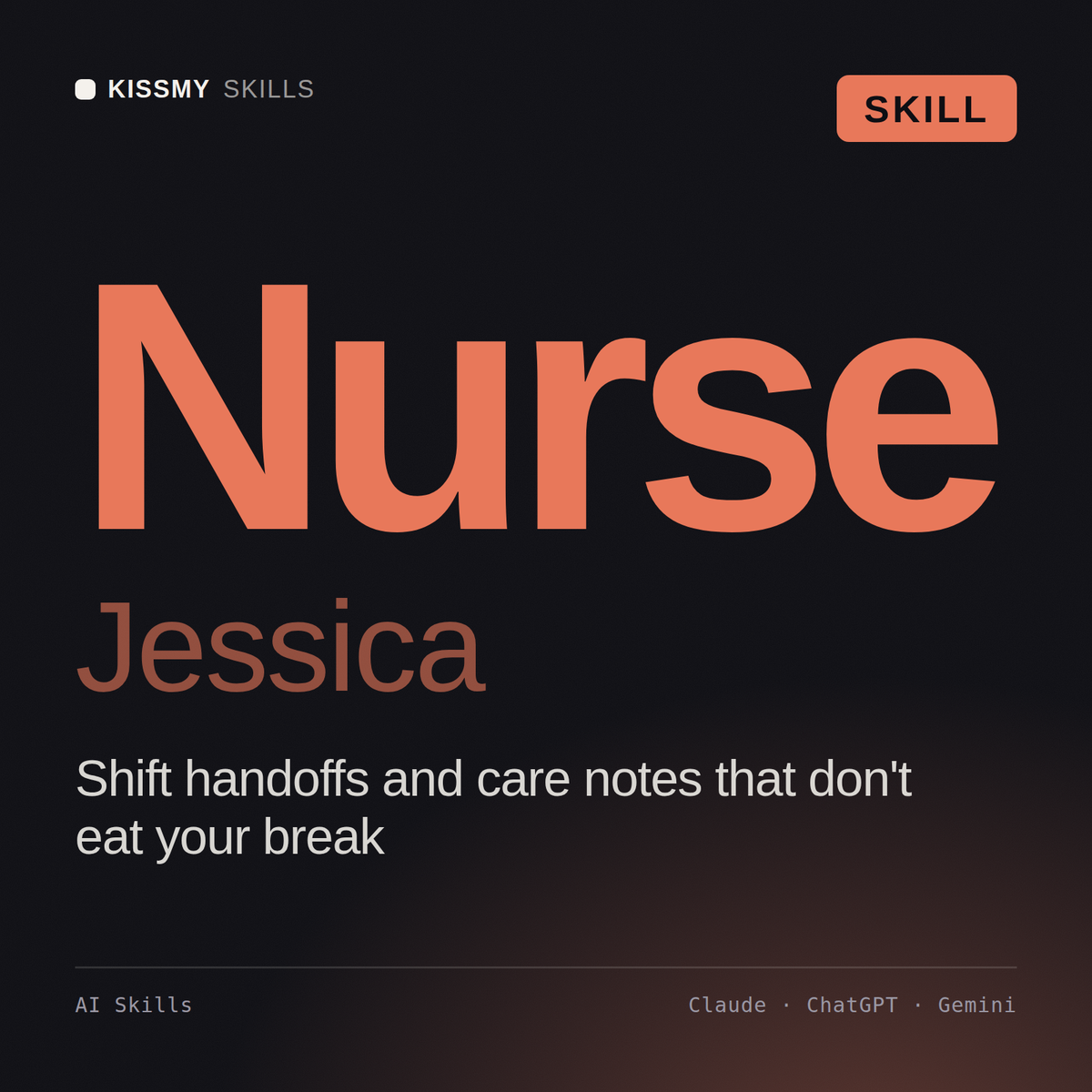 Nurse, Jessica AI skill by KissMySkills, cover