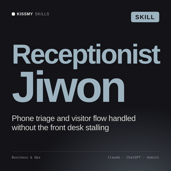 Receptionist, Jiwon AI skill by KissMySkills, cover