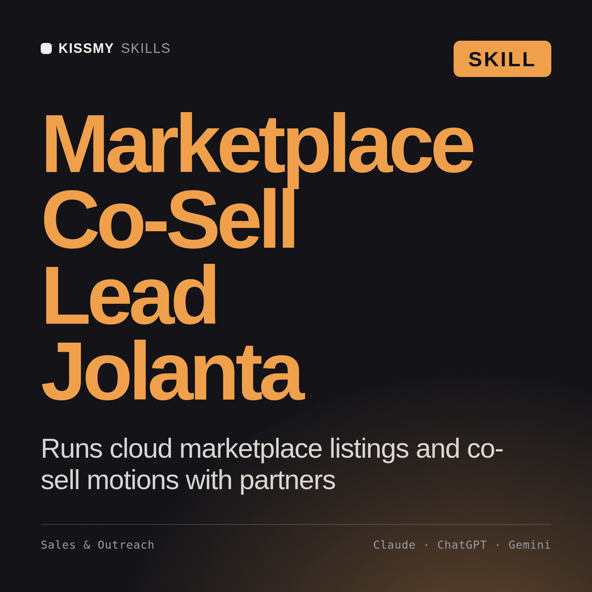 Marketplace Co-Sell Lead, Jolanta AI skill by KissMySkills, cover