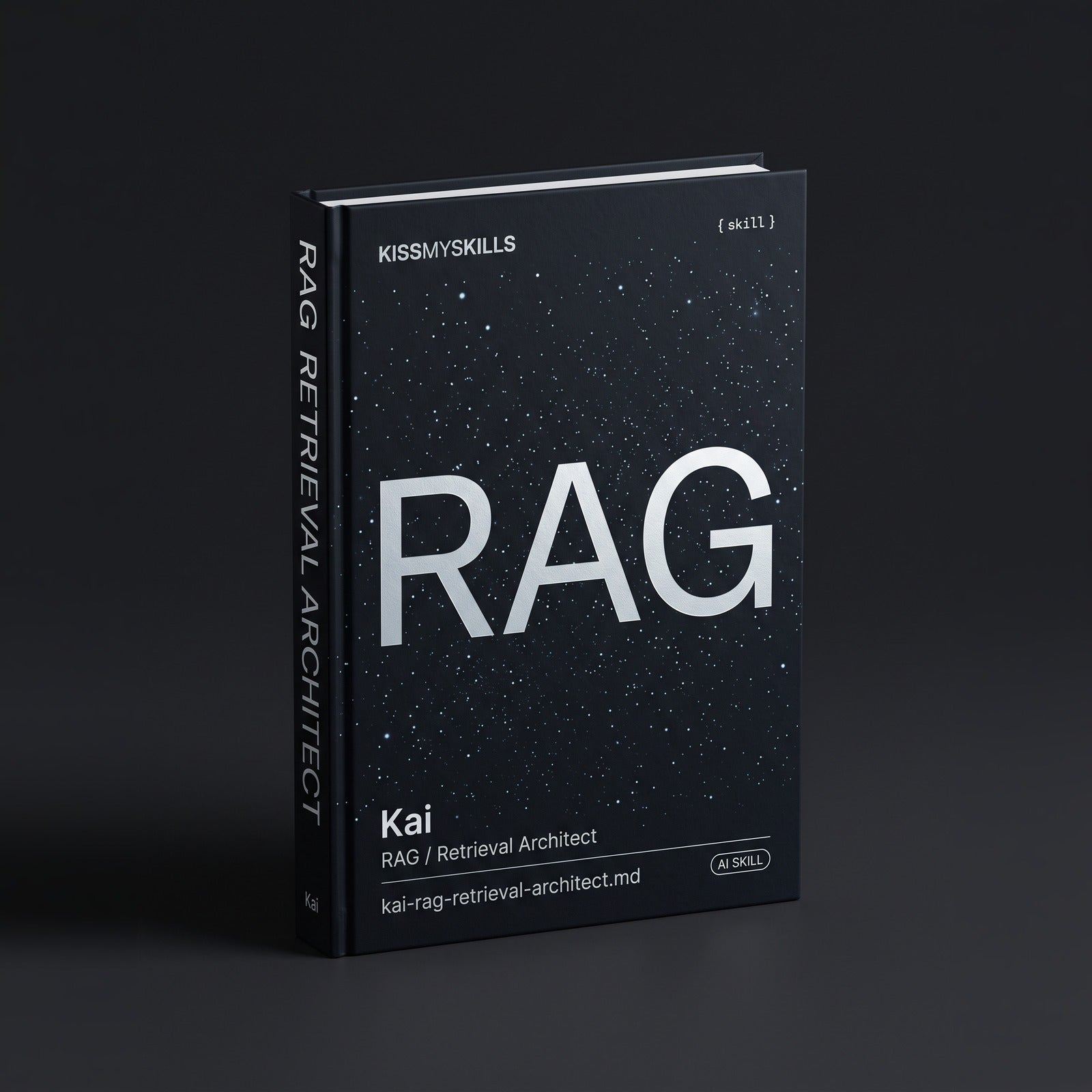 RAG / Retrieval Architect Claude skill by KissMySkills, hardcover volume cover