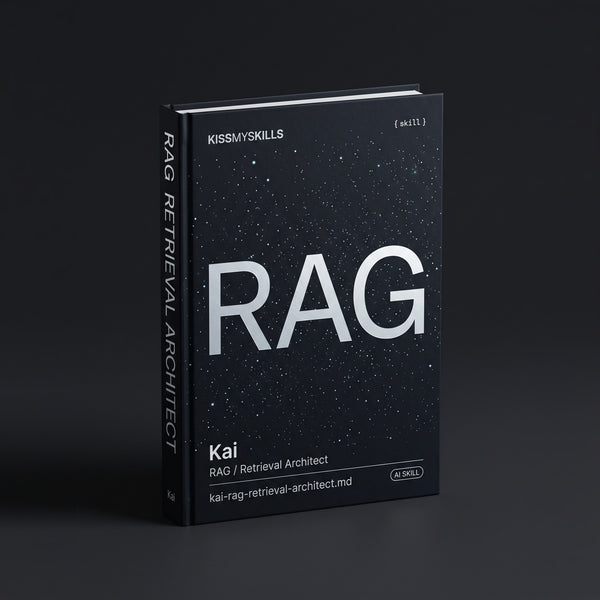 RAG / Retrieval Architect Claude skill by KissMySkills, hardcover volume cover