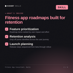 What's inside the Fitness App Consultant, Kaito AI skill: Feature prioritization, Retention analysis, Launch planning