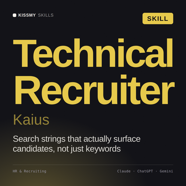 Technical Recruiter, Kaius AI skill by KissMySkills, cover