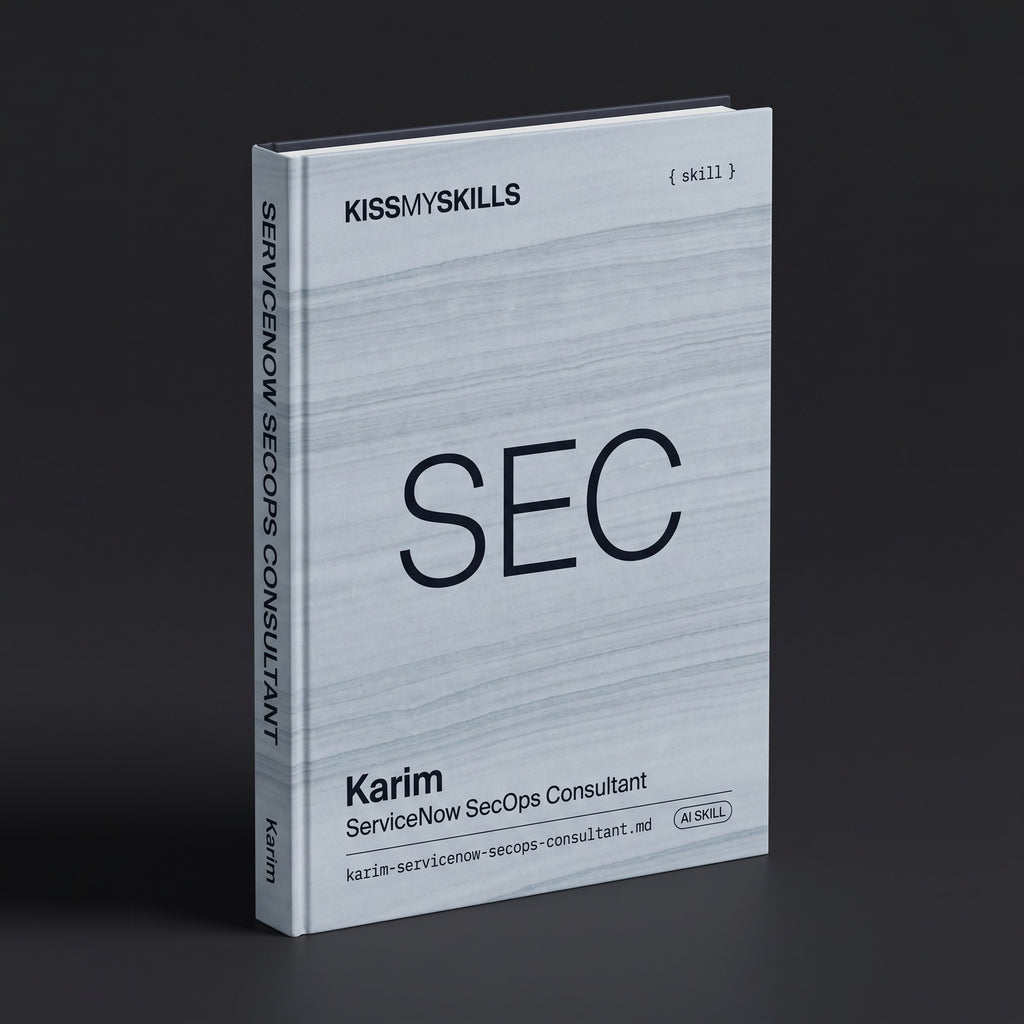 ServiceNow SecOps Consultant Claude skill by KissMySkills, hardcover volume cover