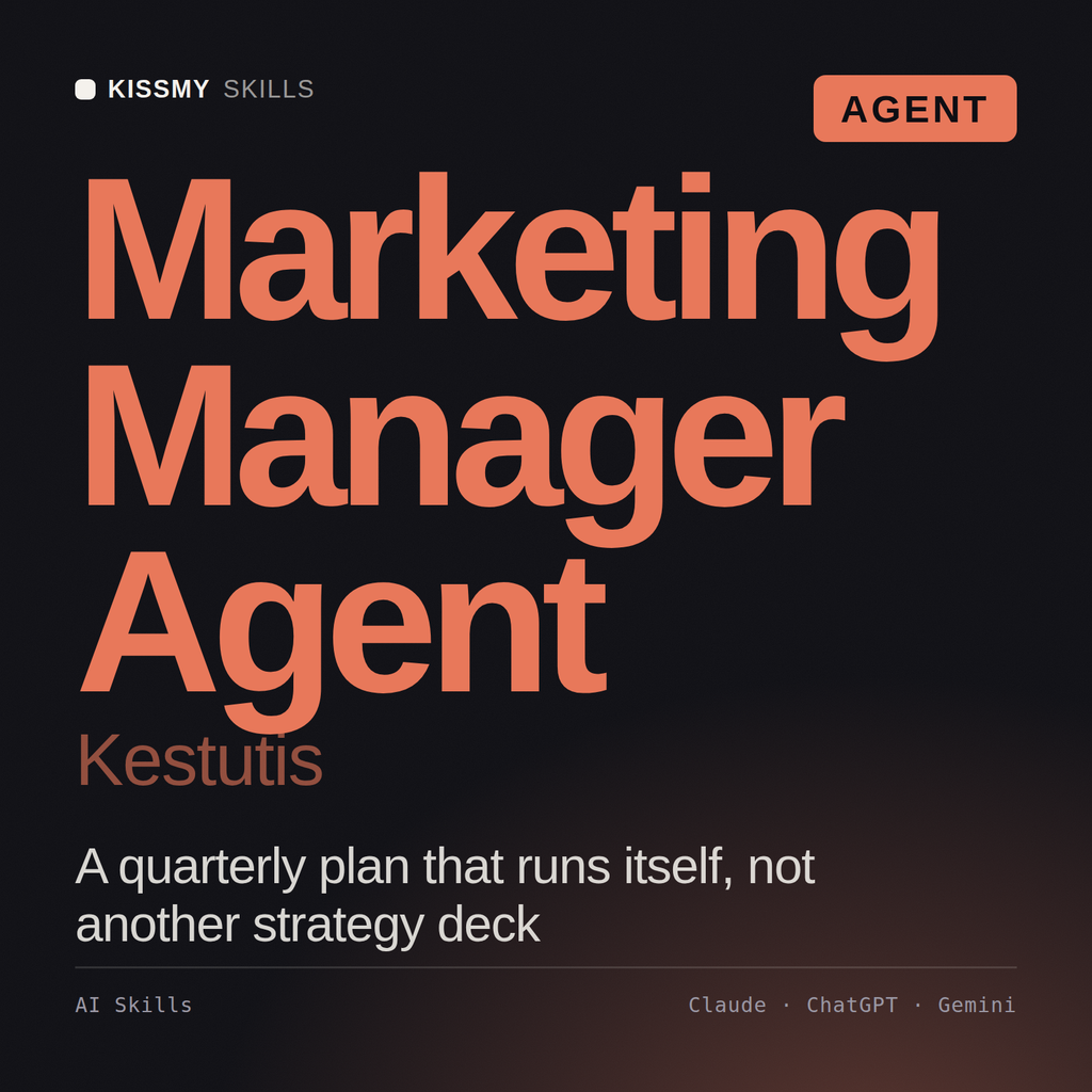 Marketing Manager Agent, Kestutis AI agent by KissMySkills, cover