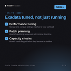 What's inside the Oracle Exadata Administrator, Kiran AI skill: Performance tuning, Patch planning, Capacity checks