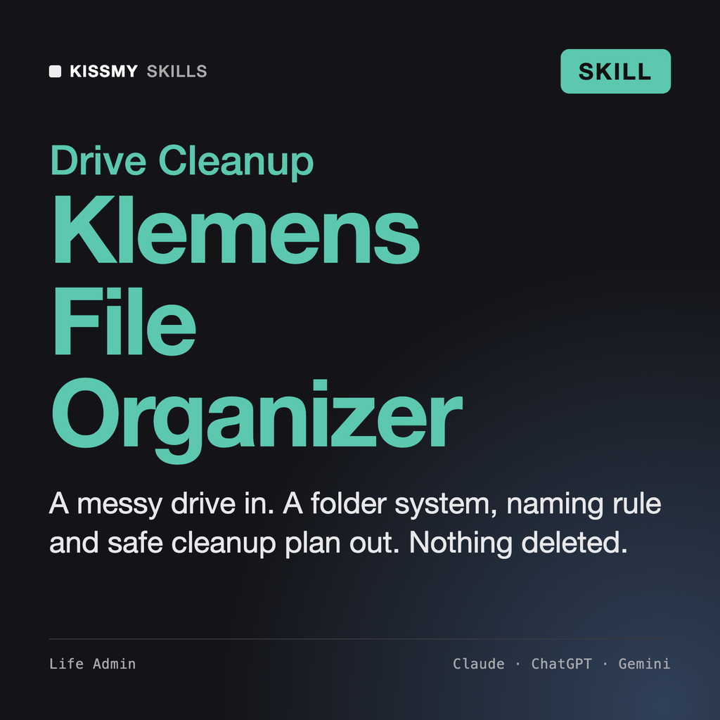 Klemens - Digital File & Folder Organizer AI skill by KissMySkills, cover
