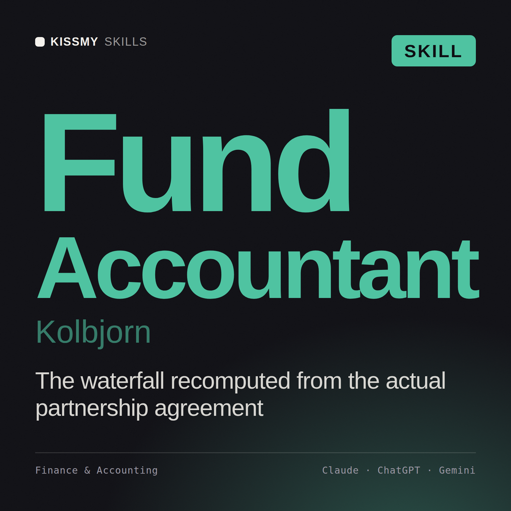 Fund Accountant, Kolbjorn AI skill by KissMySkills, cover