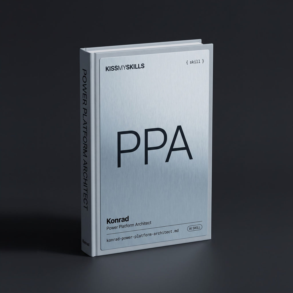 Power Platform Architect Claude skill by KissMySkills, hardcover volume cover