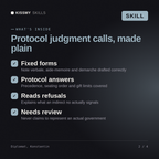 What's inside the Diplomat, Konstantin AI skill: Fixed forms, Protocol answers, Reads refusals, Needs review