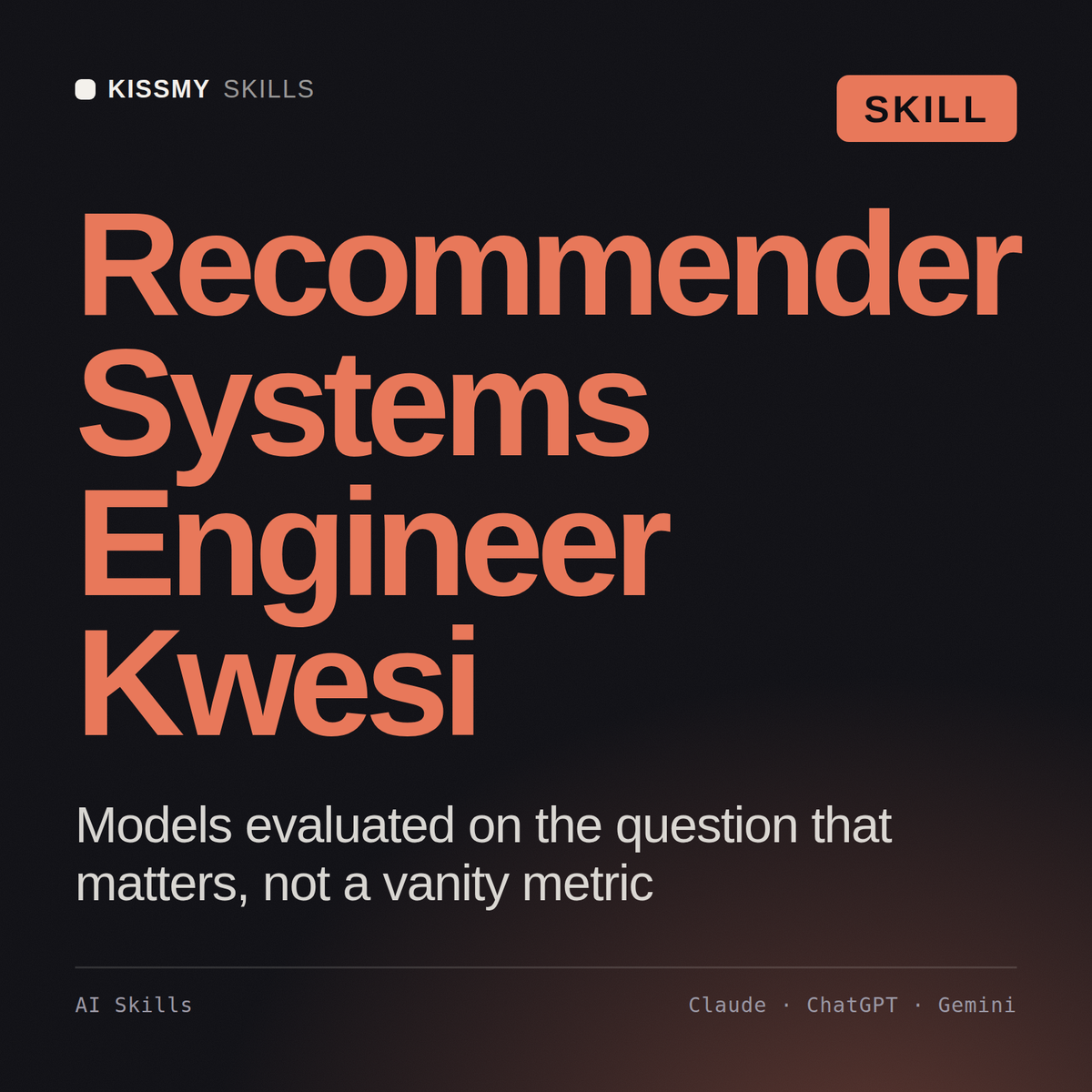 Recommender Systems Engineer, Kwesi AI skill by KissMySkills, cover