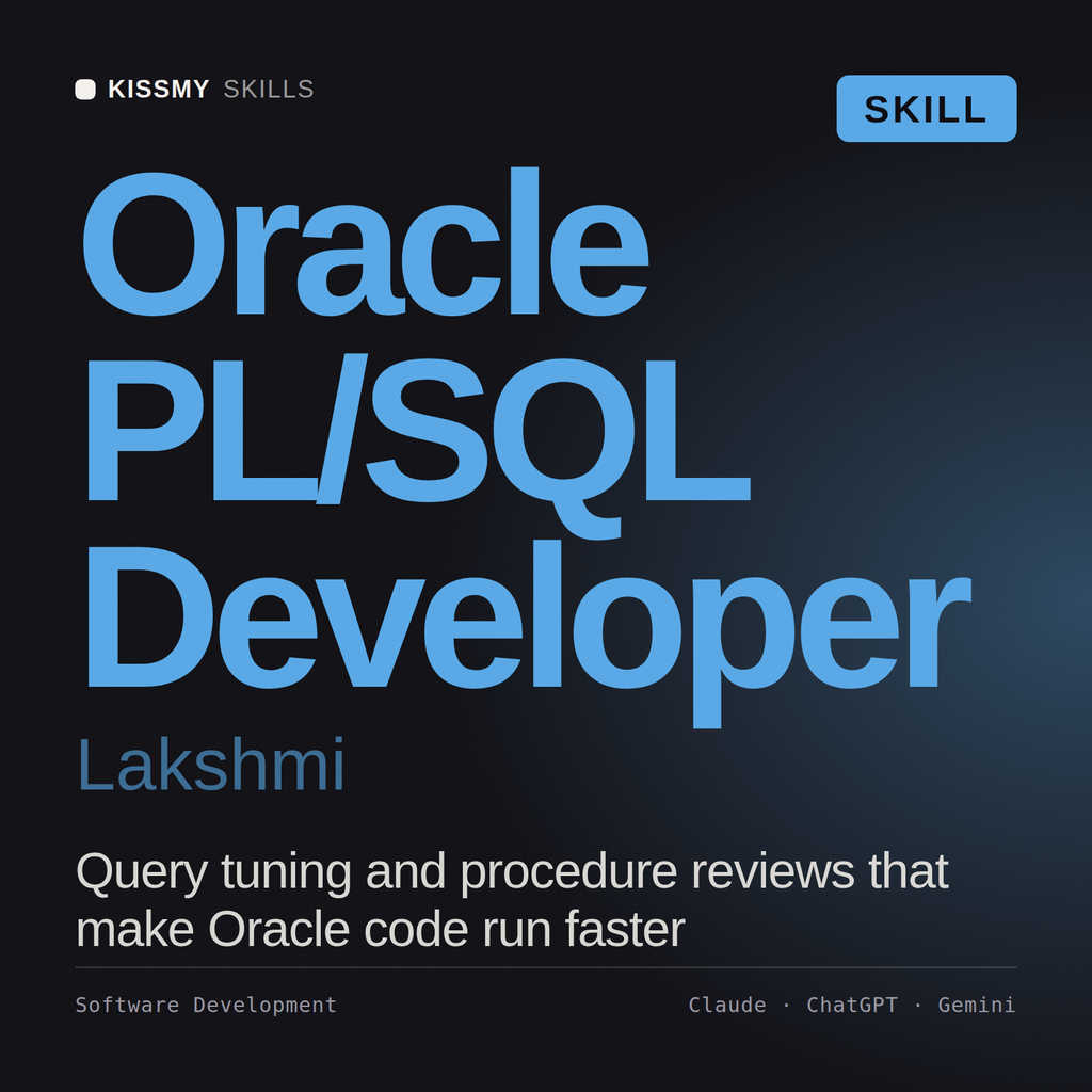 Oracle PL/SQL Developer, Lakshmi AI skill by KissMySkills, cover