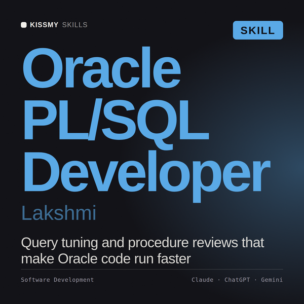 Oracle PL/SQL Developer, Lakshmi AI skill by KissMySkills, cover