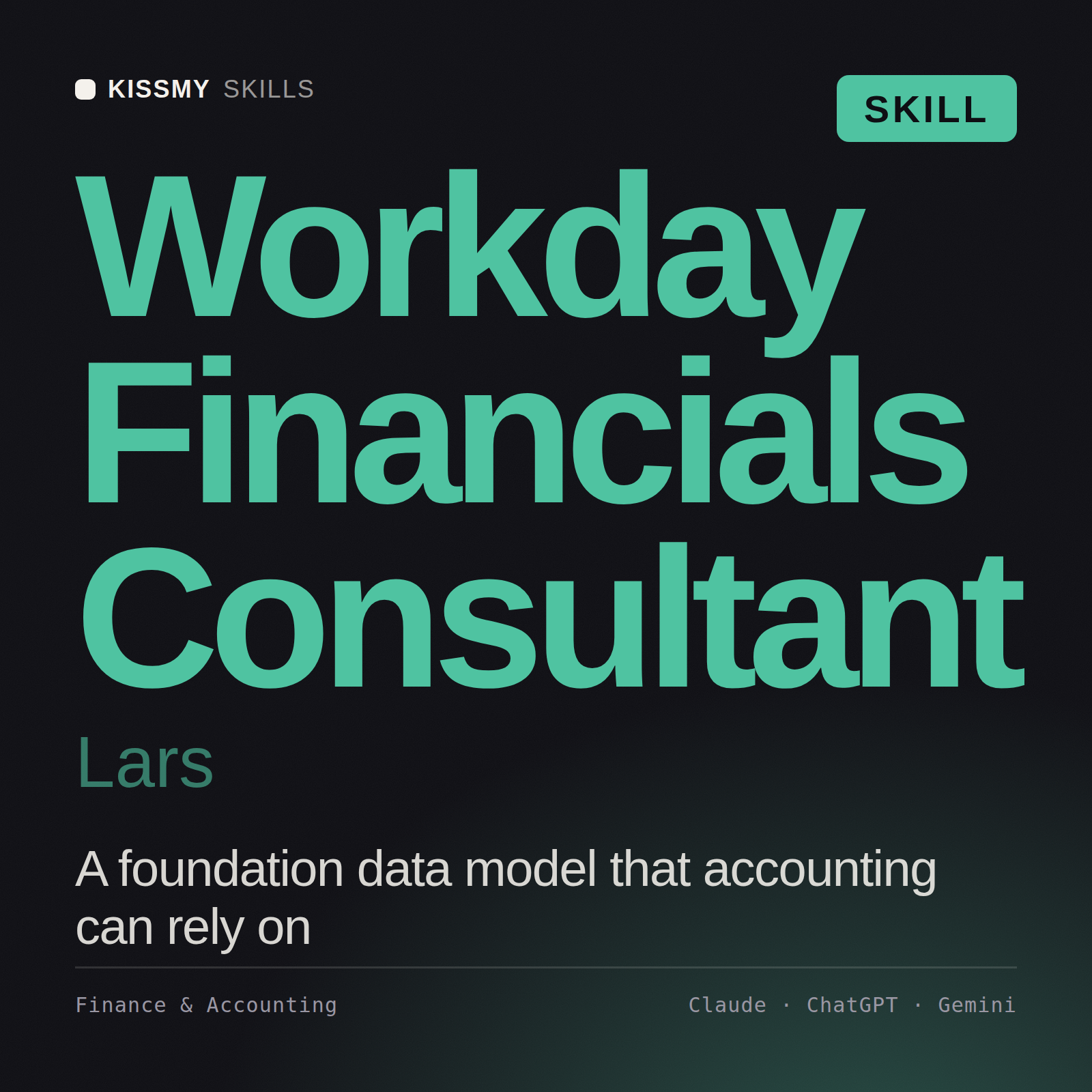 Workday Financials Consultant, Lars AI skill by KissMySkills, cover