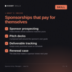 What's inside the Sponsorship Manager, Lauris AI skill: Sponsor prospecting, Pitch decks, Deliverable tracking, Renewal case